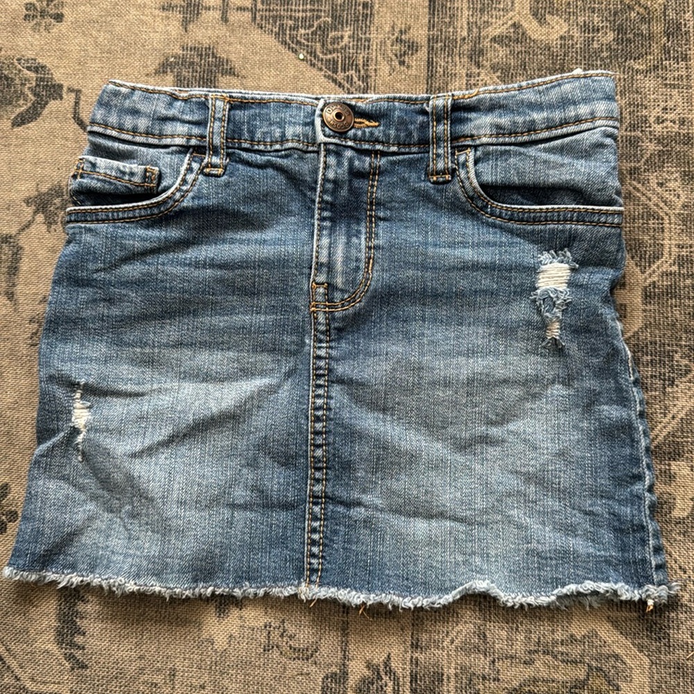 Oshkosh Distressed Denim Jean Skirt Girls Sz 6